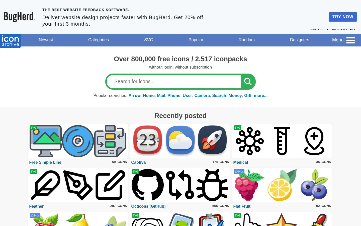 Icon Archive - 800,000+ free icons & stickers, PNG, SVG Downloads 网站预览图