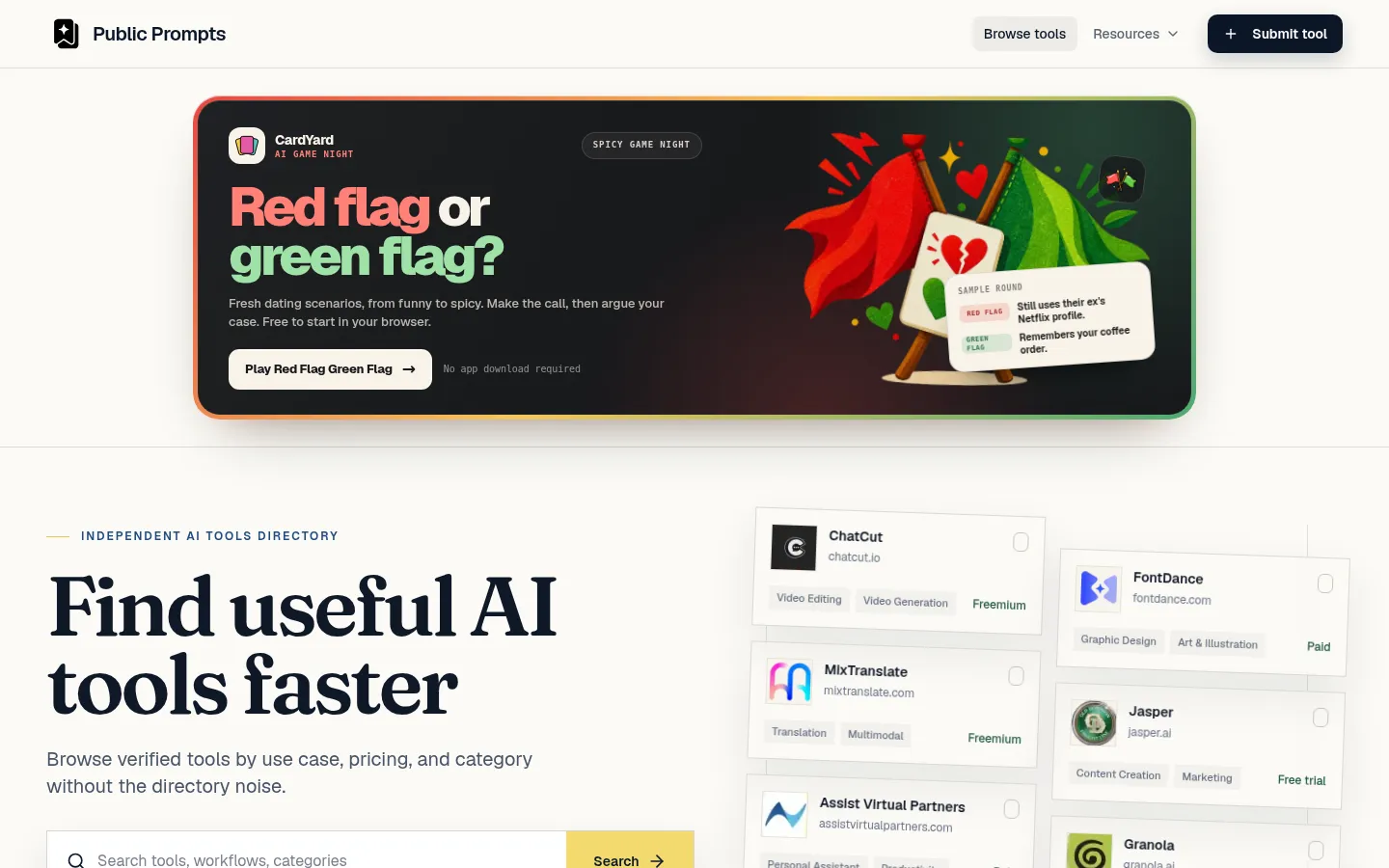 AI Tools Directory | Public Prompts 网站预览图