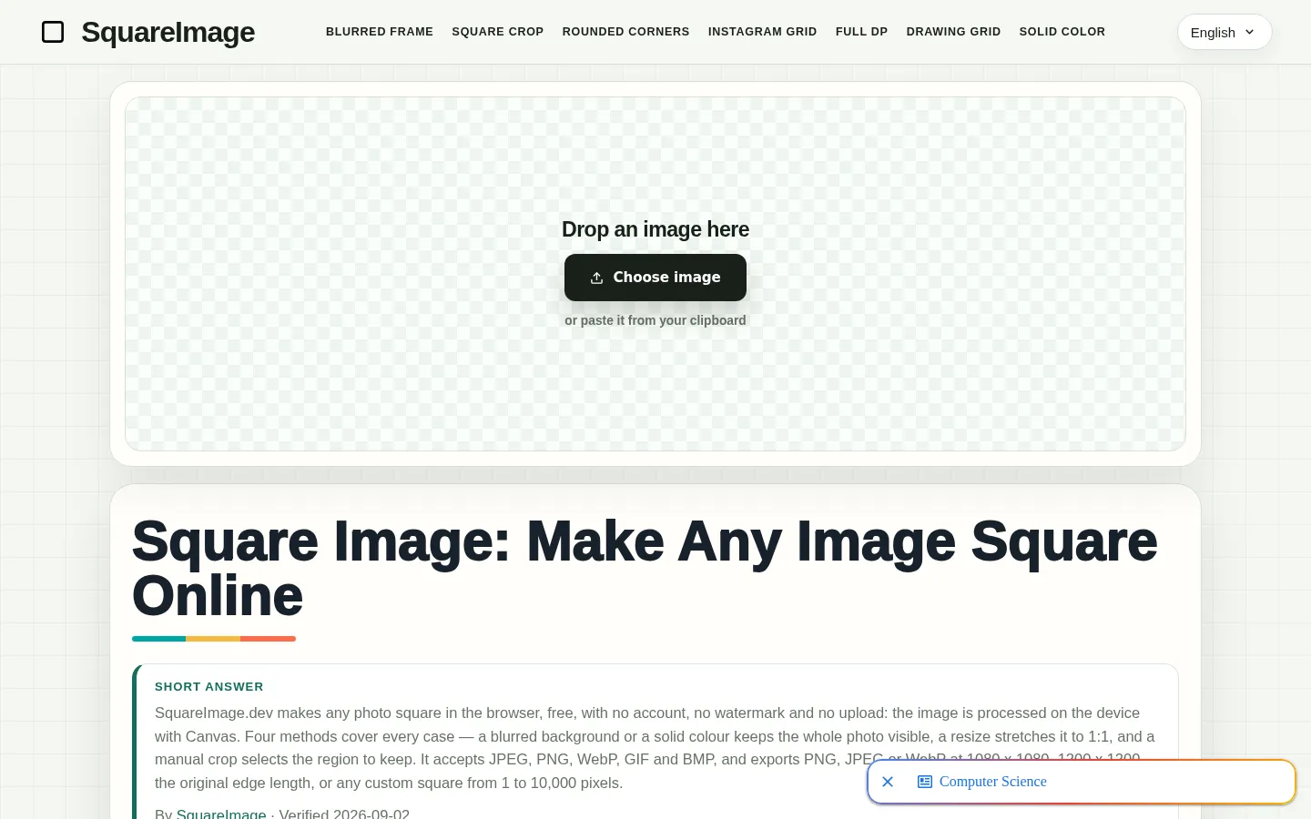 Square Image – Make Any Image Square Online, Free 网站预览图