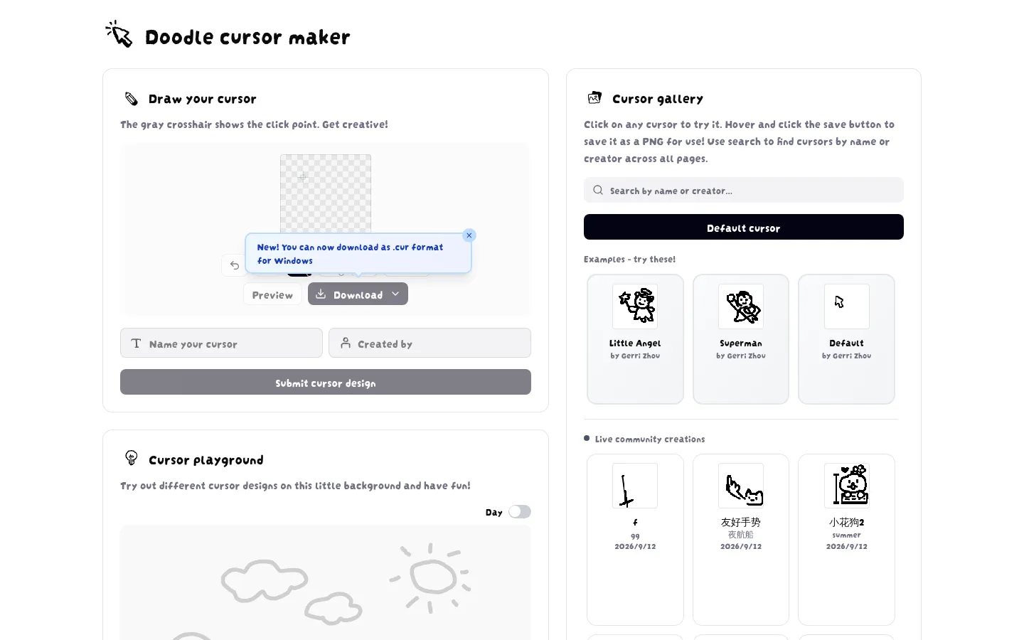 Doodle Cursor Maker 网站预览图