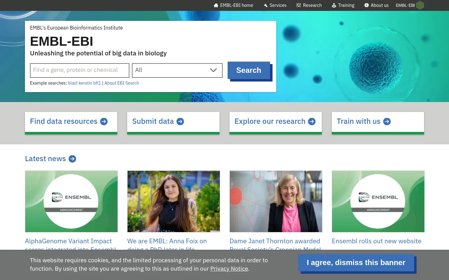 EMBL-EBI homepage | EMBL-EBI 网站预览图