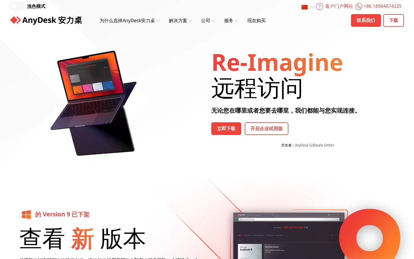 The Fast Remote Desktop Application – AnyDesk 网站预览图