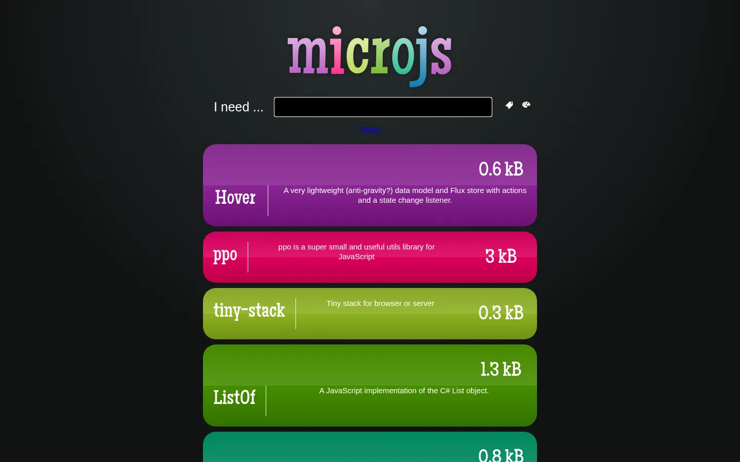 Microjs: Fantastic Micro-Frameworks and Micro-Libraries for Fun and Profit! 网站预览图