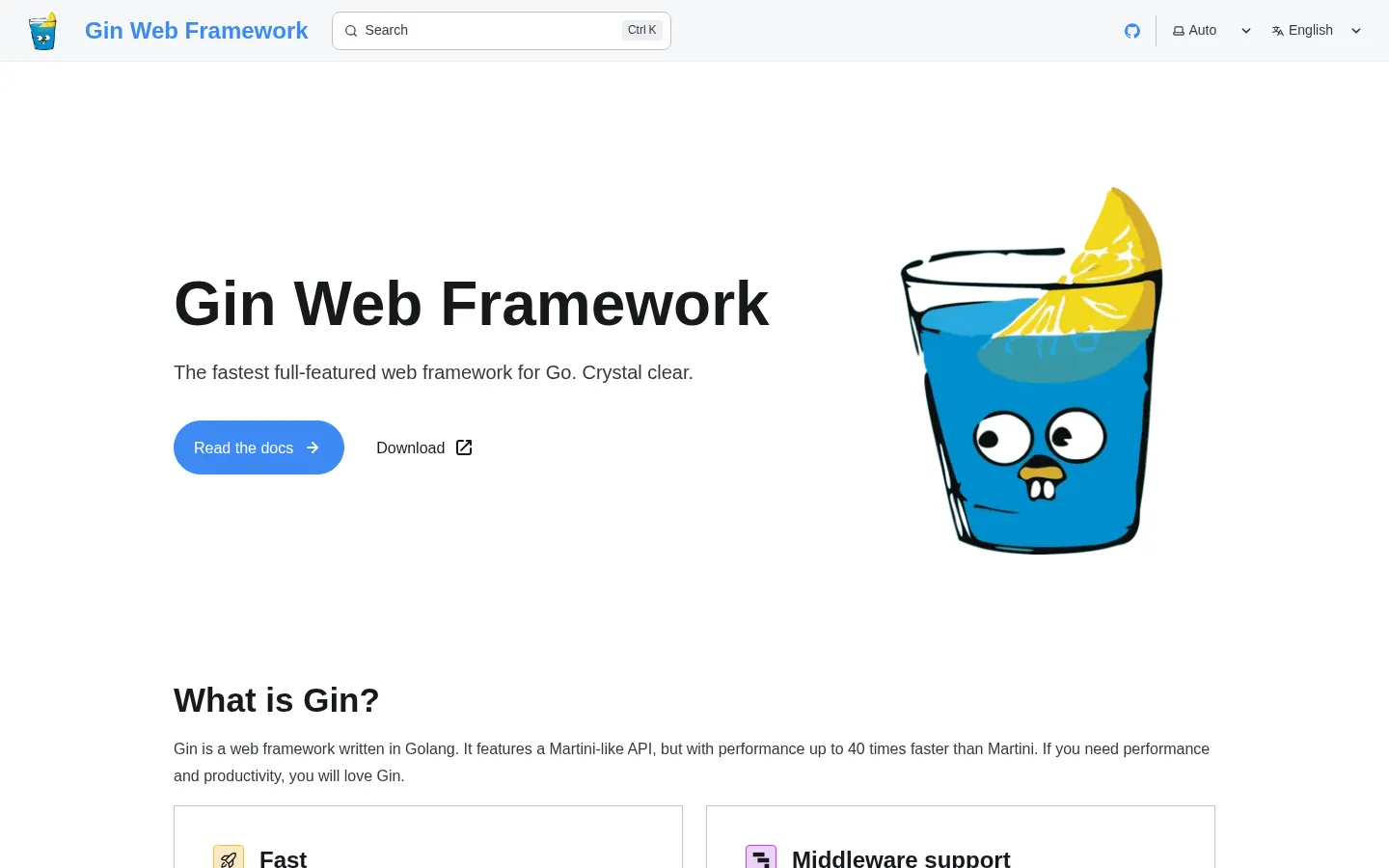 Gin Web Framework | Gin Web Framework 网站预览图