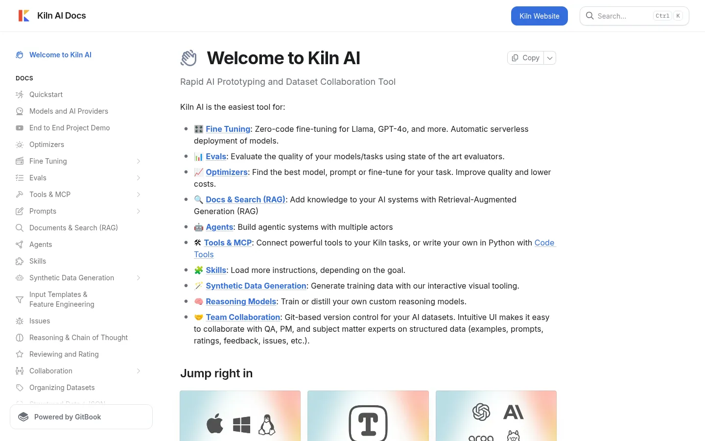 Welcome to Kiln AI | Kiln AI Docs 网站预览图