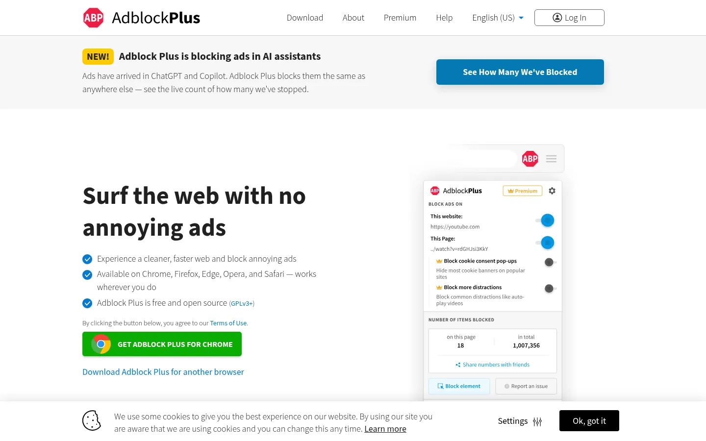 Adblock Plus | The world's #1 free ad blocker 网站预览图