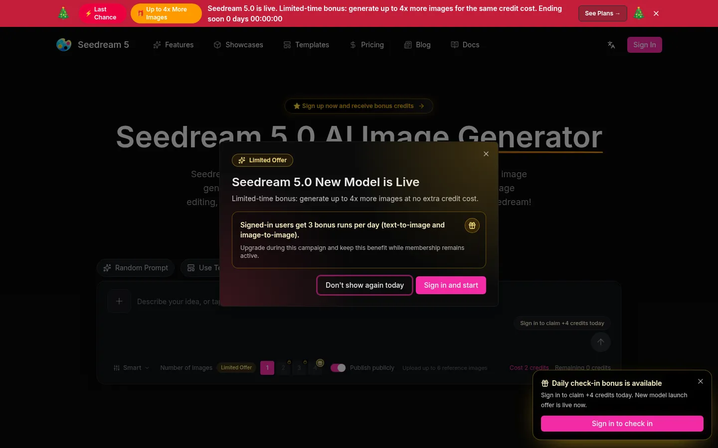 Seedream 5.0 AI Image Generator & Photo Editor - Free 网站预览图