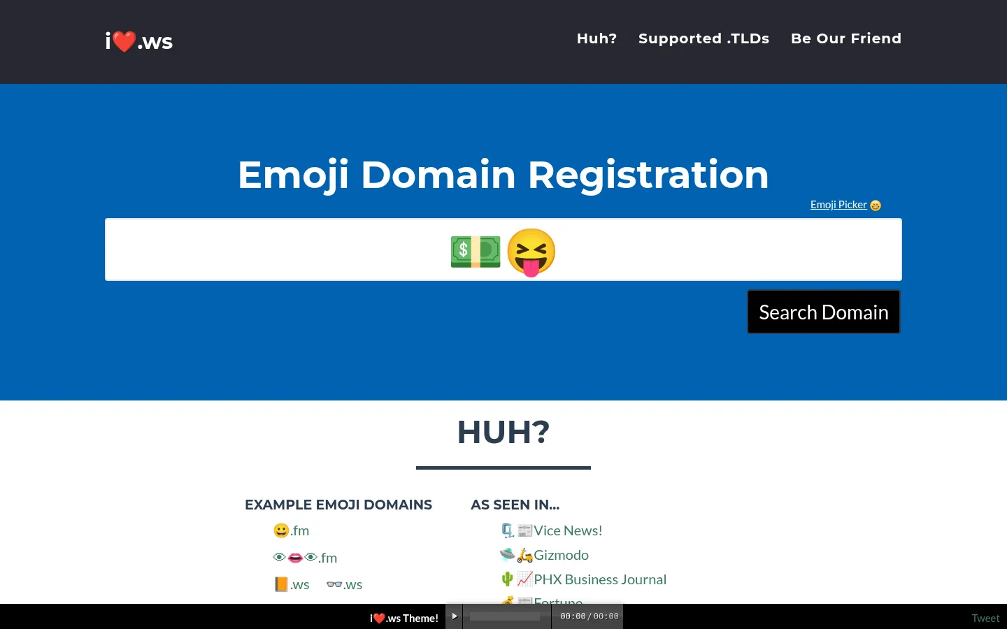 i❤️.ws: Emoji Domain Name Registration: ❤︎ Your Emoji URL! 😀 网站预览图