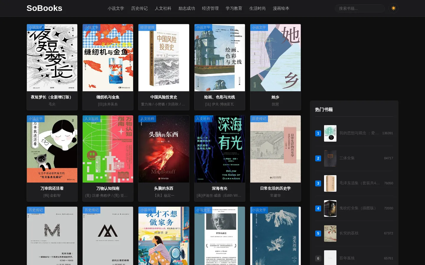 SoBooks – EPUB/MOBI/AZW3/PDF电子书免费下载 网站预览图