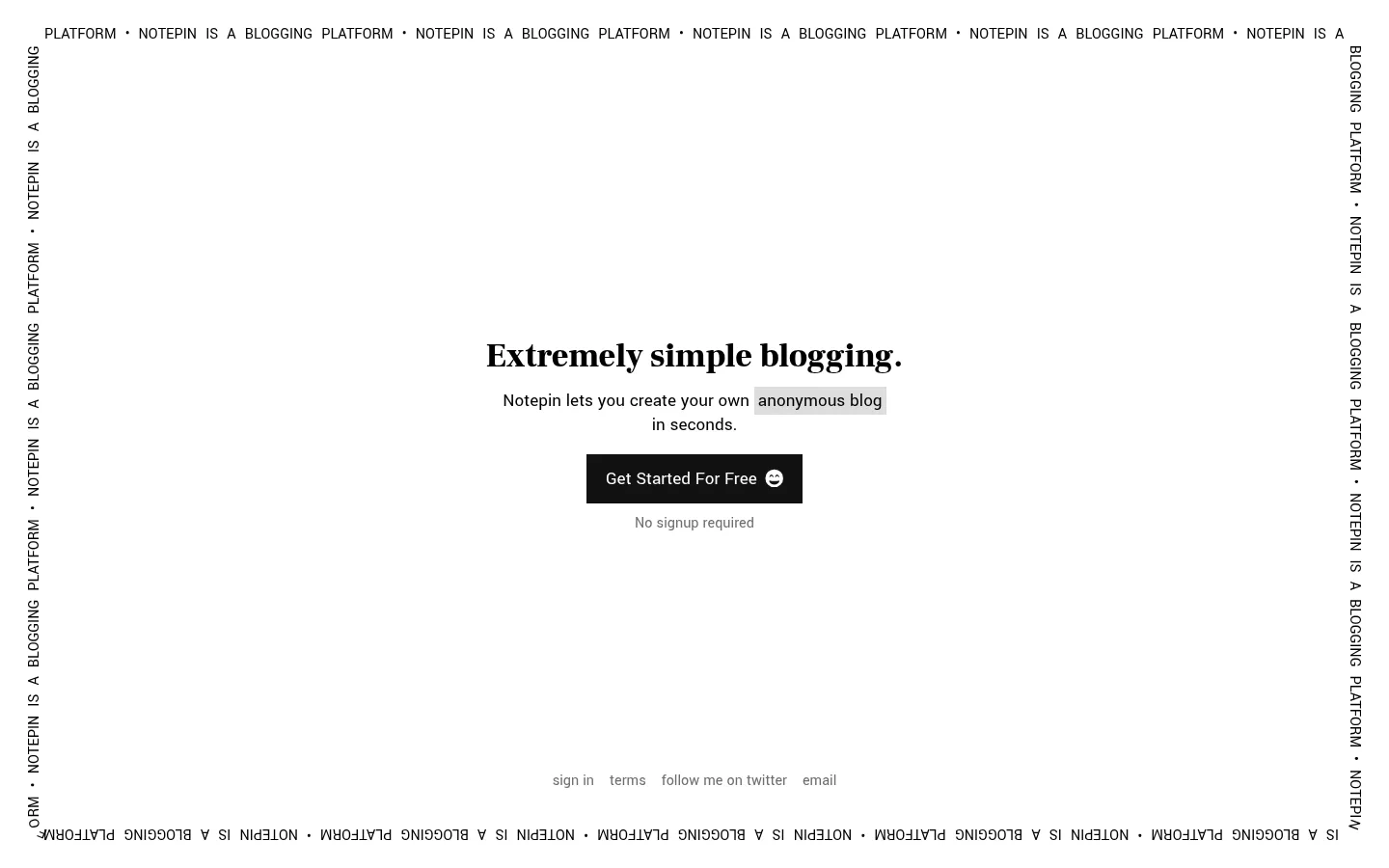 Notepin - Extremely simple blogging platform 网站预览图