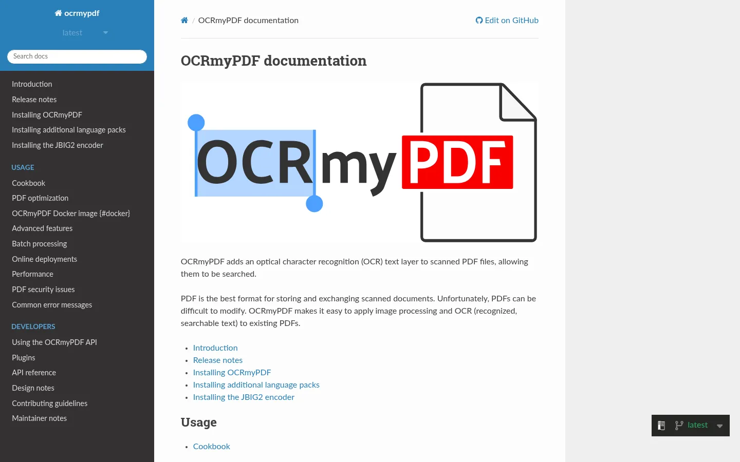 OCRmyPDF documentation — ocrmypdf 17.11.0 documentation 网站预览图