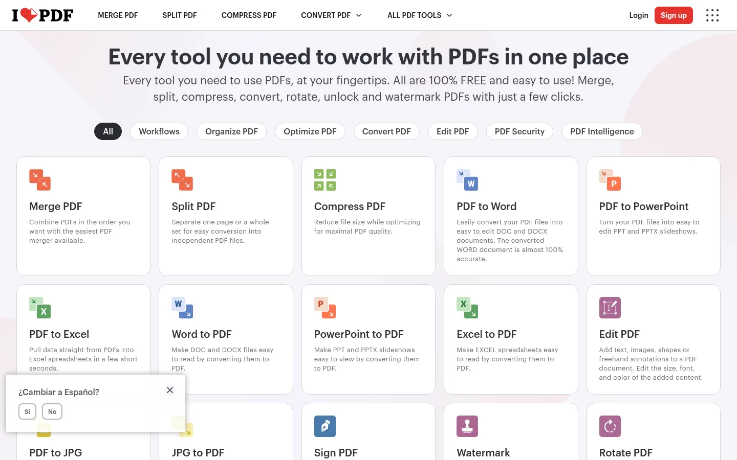 iLovePDF | Online PDF tools for PDF lovers 网站预览图