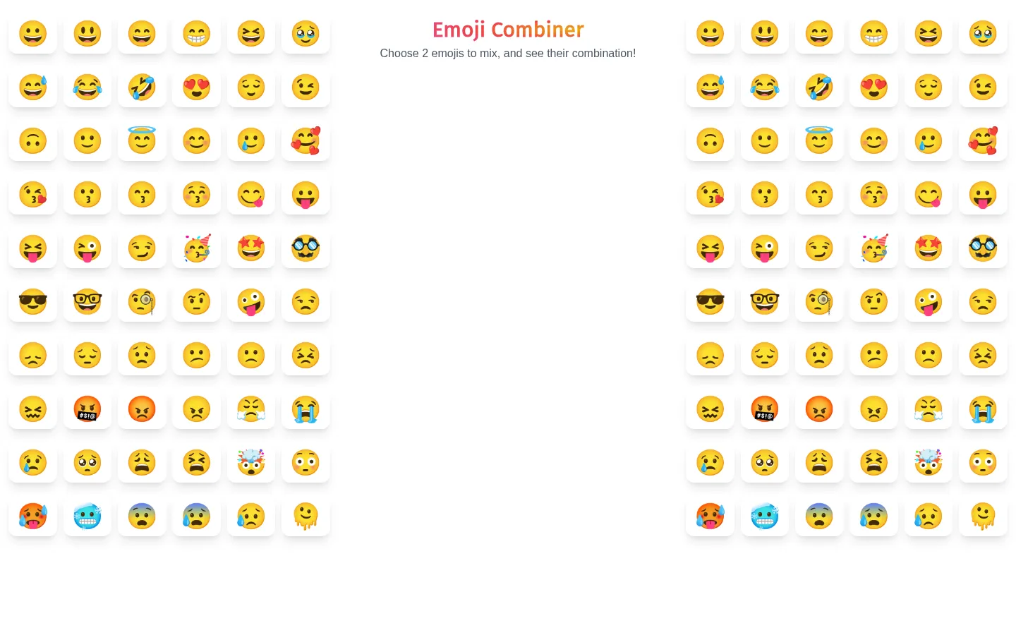 Emoji Combiner - Combine 2 emojis into 1. Free online tool to mix emojis. 网站预览图