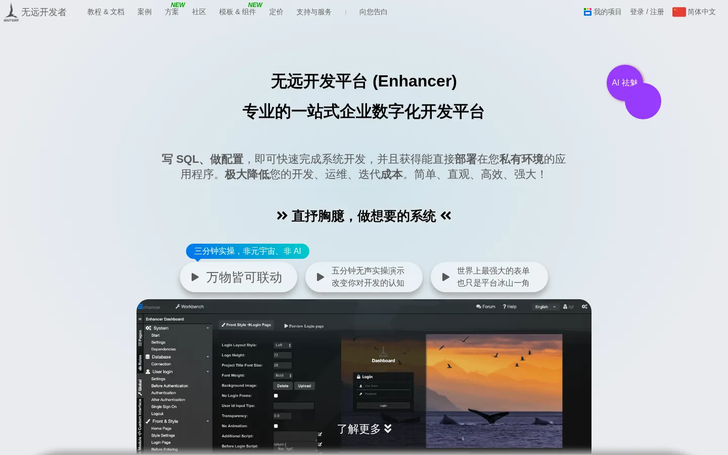 无远开发平台 网站预览图