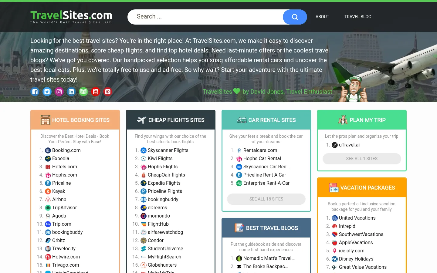 Travel Sites - Best Travel Sites List of 2025 for Cheap Vacations! 网站预览图