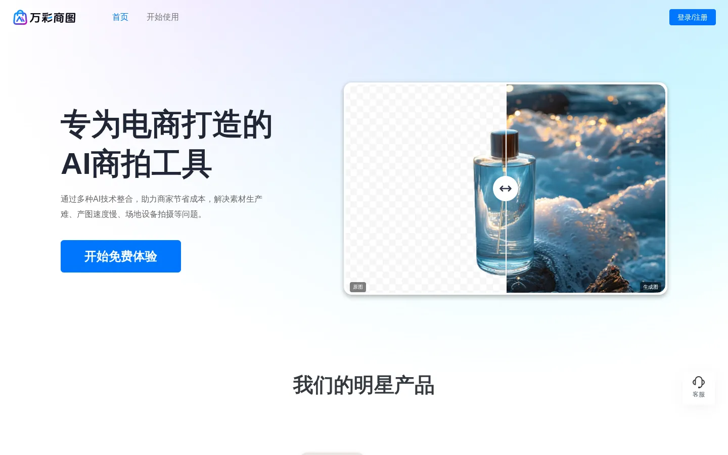 万彩商图-在线一键更换商品背景 网站预览图