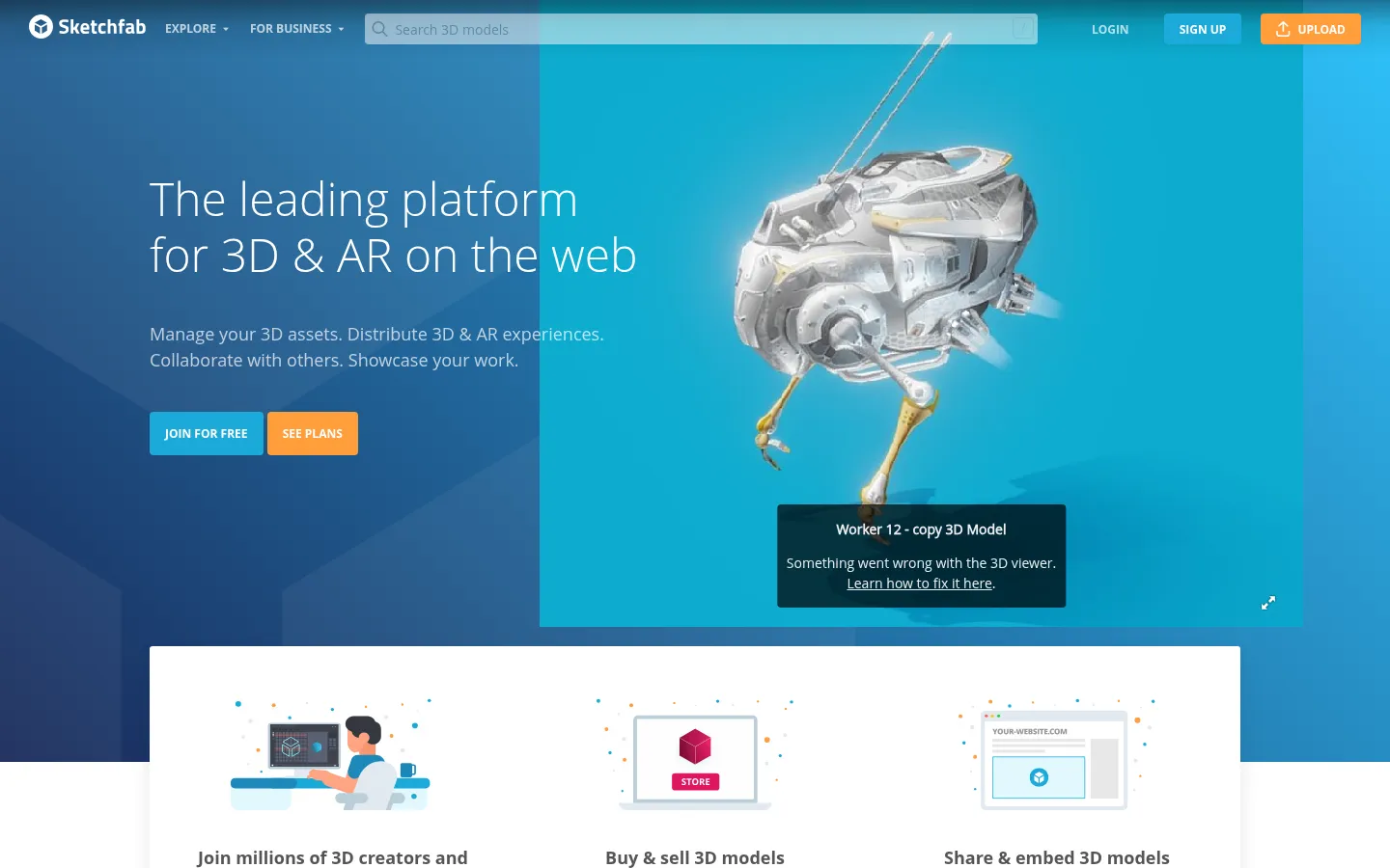Sketchfab - The best 3D viewer on the web 网站预览图
