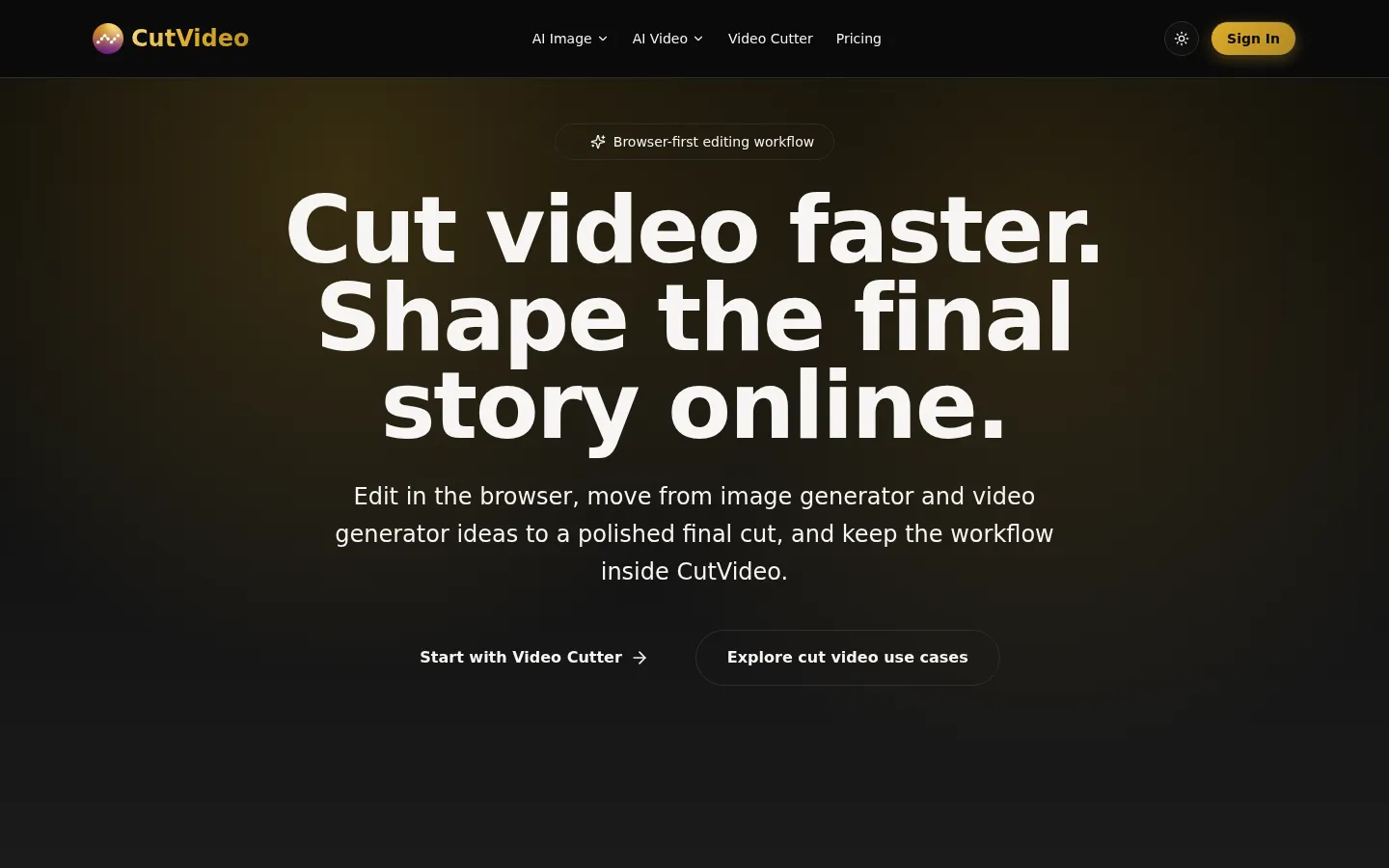 CutVideo | Cut video online with a browser-first workflow 网站预览图