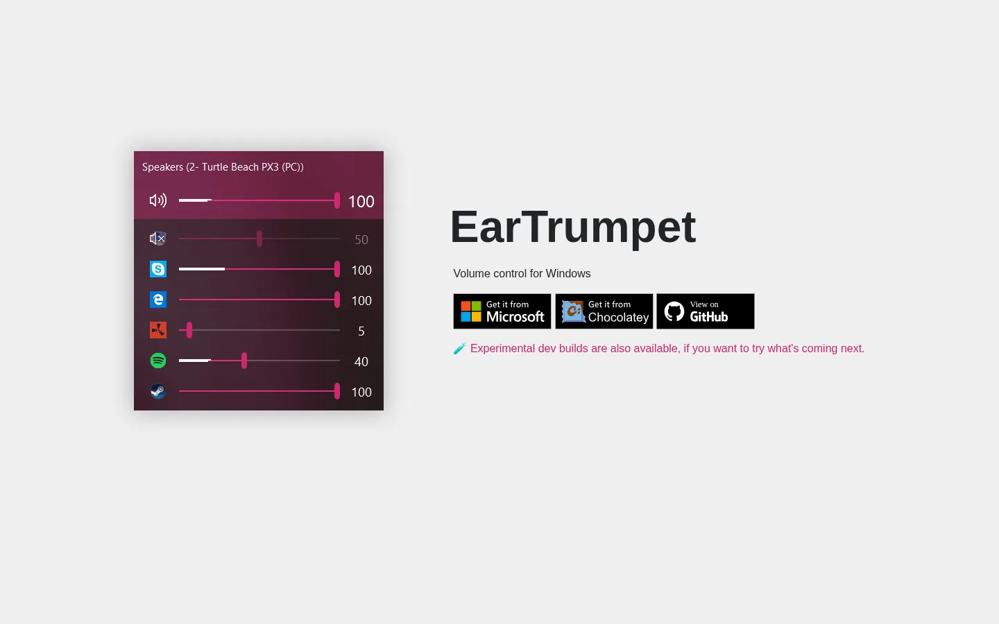 EarTrumpet 网站预览图