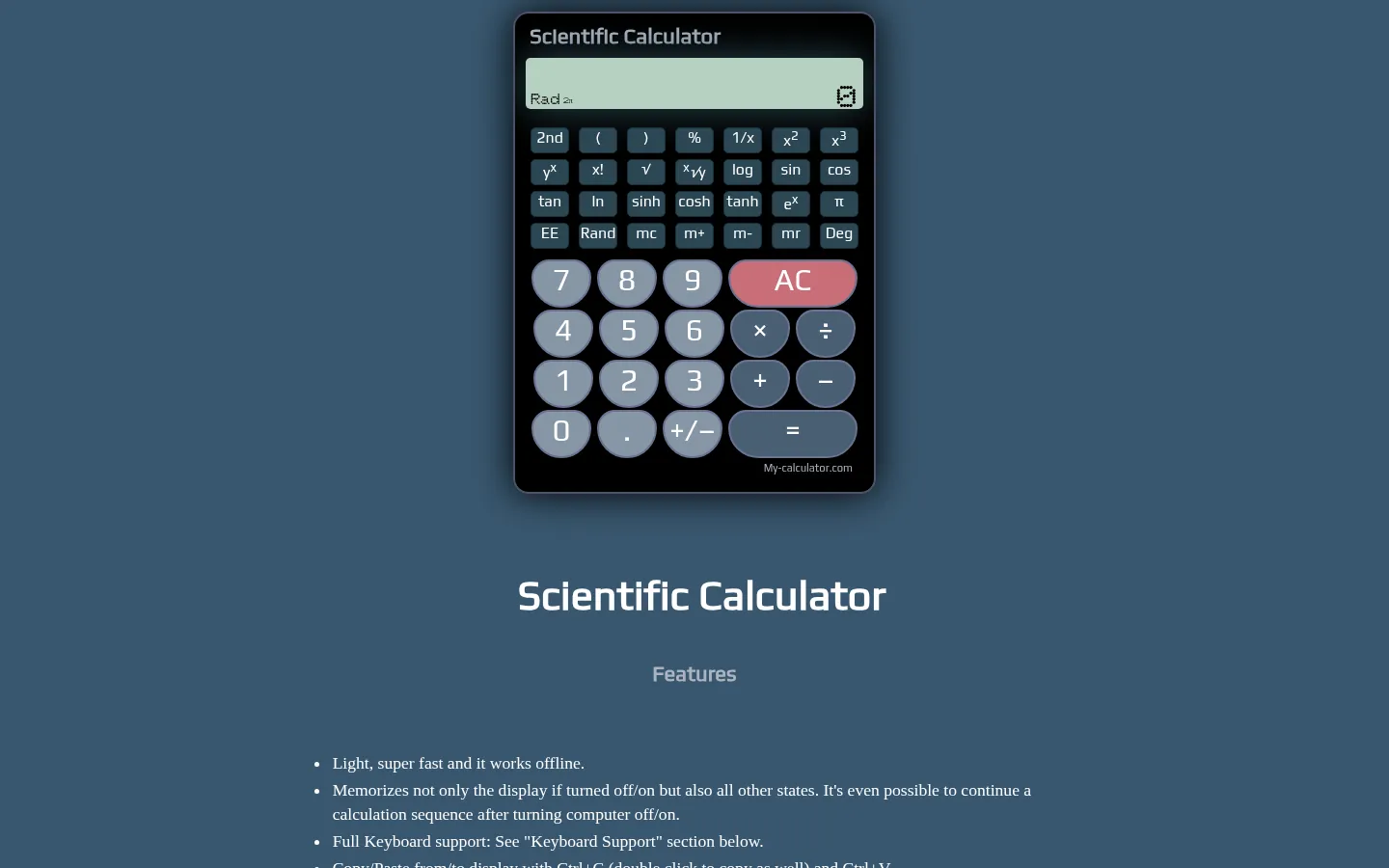 Online Scientific Calculator 网站预览图