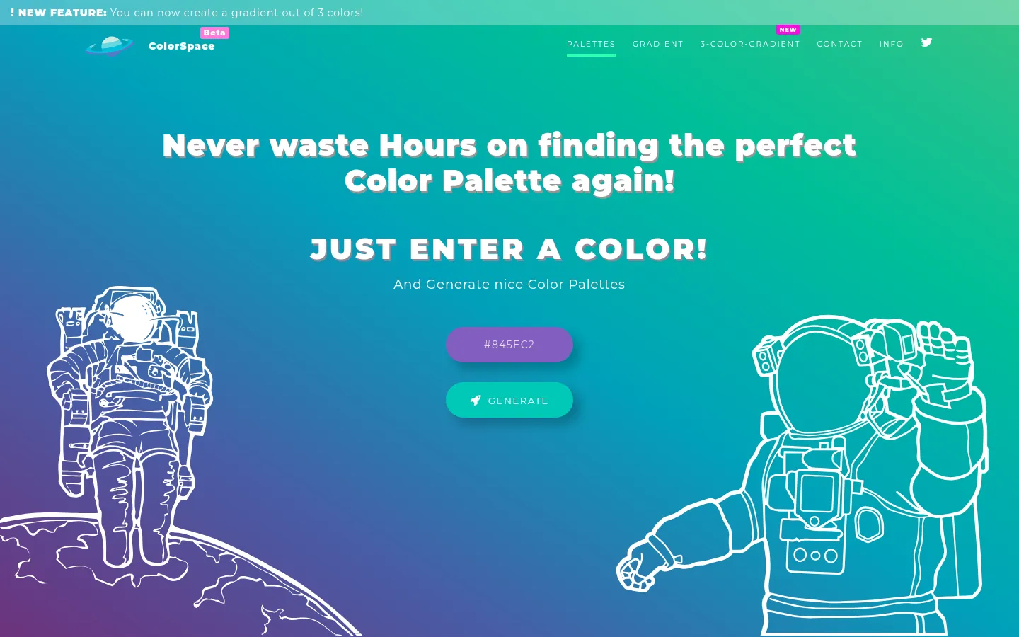 ColorSpace - Color Palettes Generator and Color Gradient Tool 网站预览图